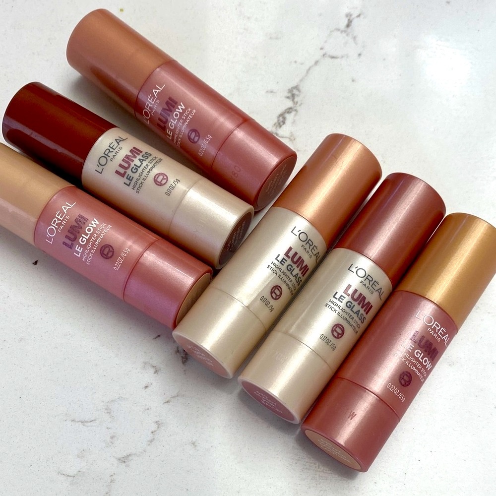 6 L'Oreal Lumi Glow Stick Collection - Pink, Cream, Brown